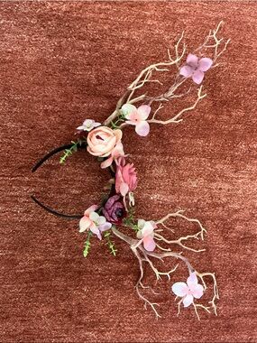 Floral Antler Headband - Pink Multicolor Women’s Accessory